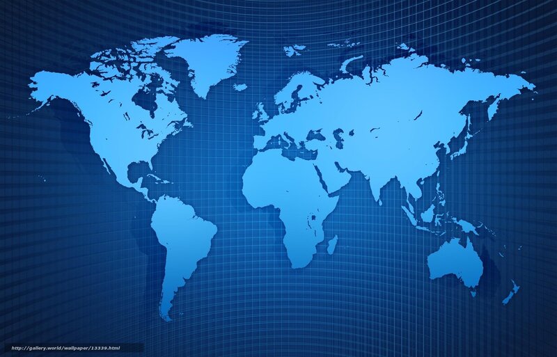 World Map on Blue Grid — Neutral