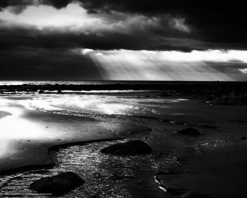Beach with Rocks and Water — Black