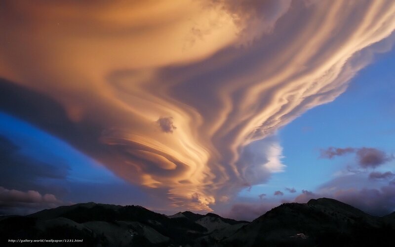 Lenticular Clouds over Mountains — Orange, Dramatic, Sunset