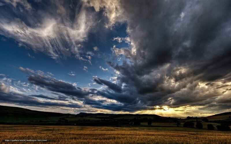 Stormy Sky over Fields — Blue