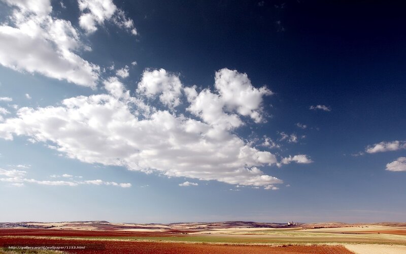 Farmland under Cloudy Sky — Blue, Serene, Afternoon, Photograph