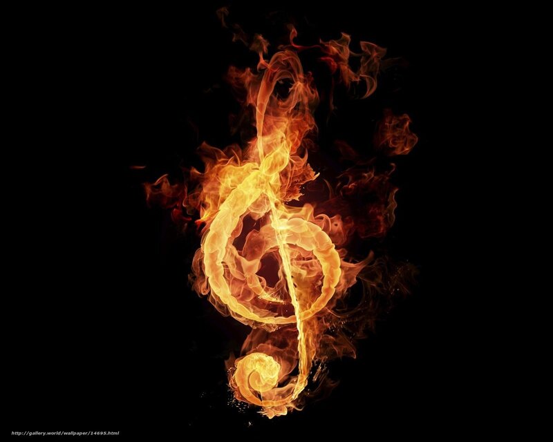 Flaming Treble Clef — Yellow
