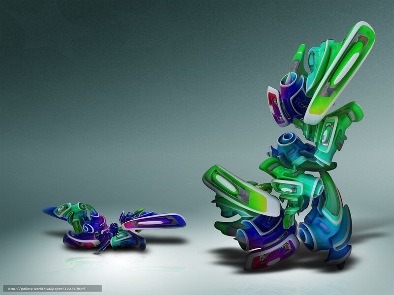 Two Robotic Figures — Green