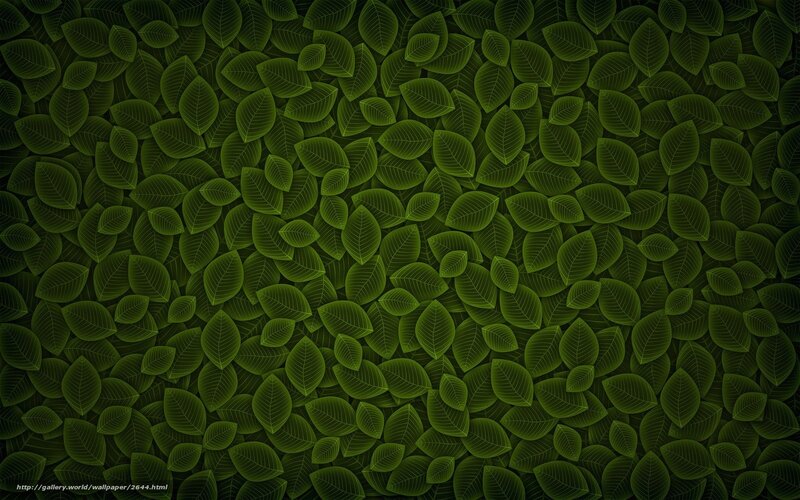 Green Leaf Pattern — Calm, Digital Art, Leaves, Black