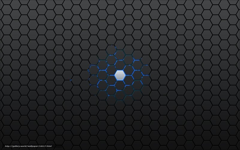 Hexagonal Pattern with Light — Black, Technological, Digital Art