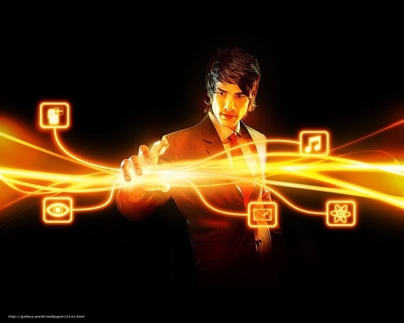 Man in Suit with Glowing Lines