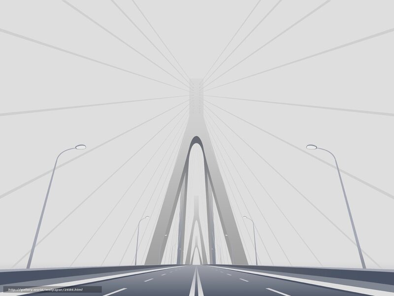 Suspension Bridge from Road — Gray