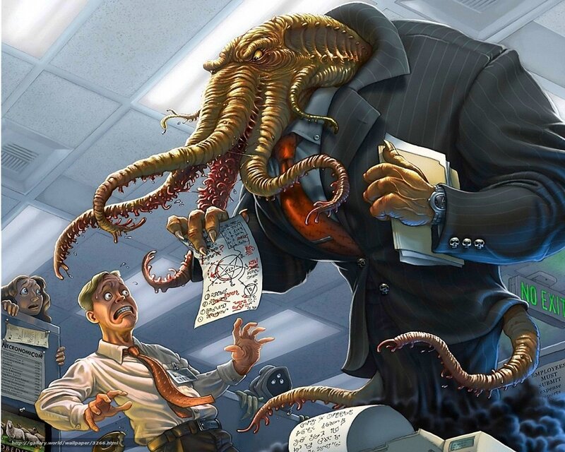 Office Worker Attacked by Monster — Gray