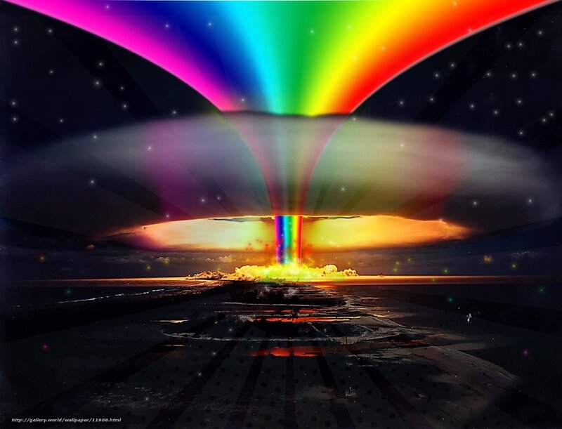 Rainbow explosion over ocean