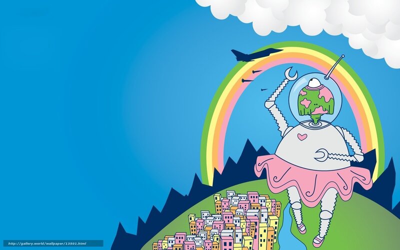robot with rainbow backdrop