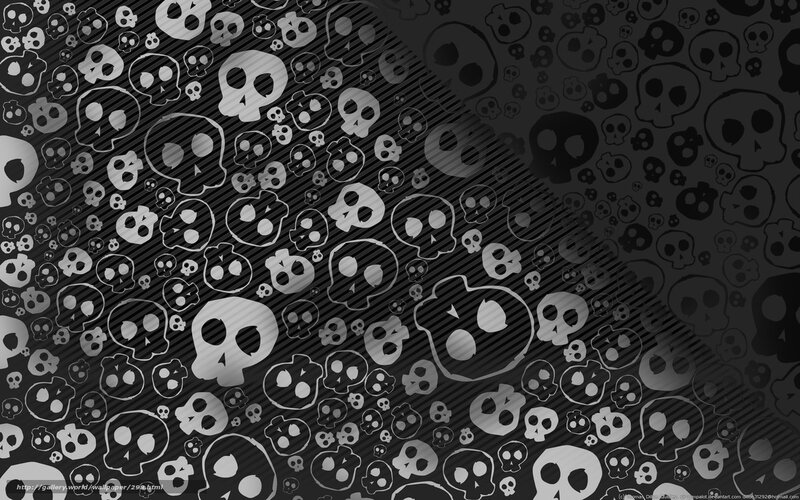 Skull Pattern Wallpaper — Black, Dark, Digital Art