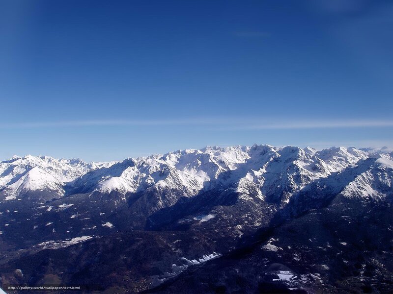 Snow-covered Mountain Range — Blue, Serene, Winter, Photograph, Mountains, Sky, Trees, White