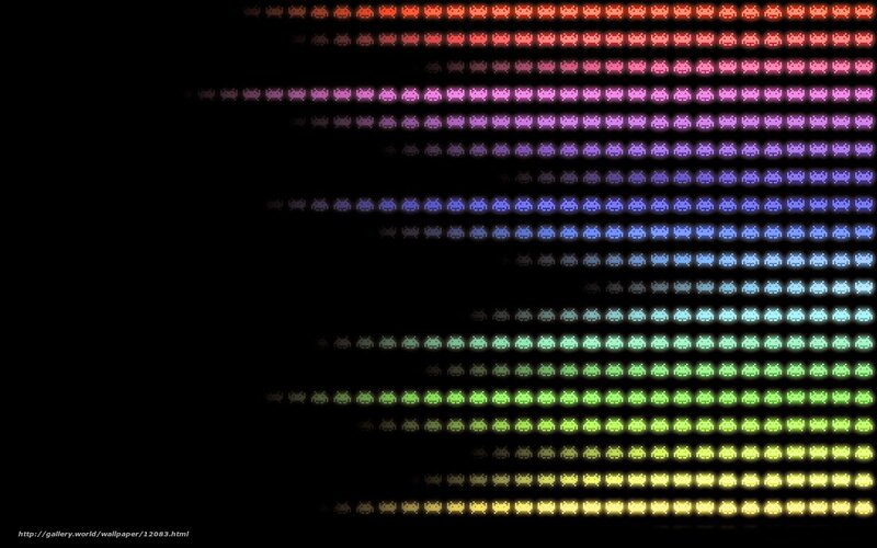 Pixelated Alien Invaders — Black, Retro, Pixel Art, Rows of Aliens