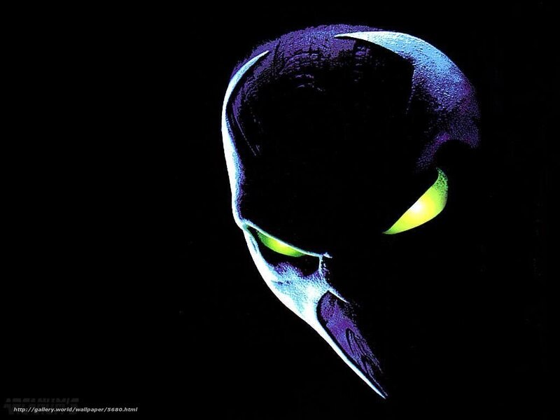 Alien Head with Glowing Eyes — Black, Dramatic