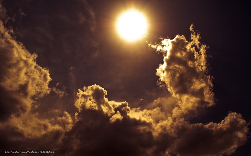 Sun Behind Clouds — Yellow, Dramatic, Sunset, Photograph, Black