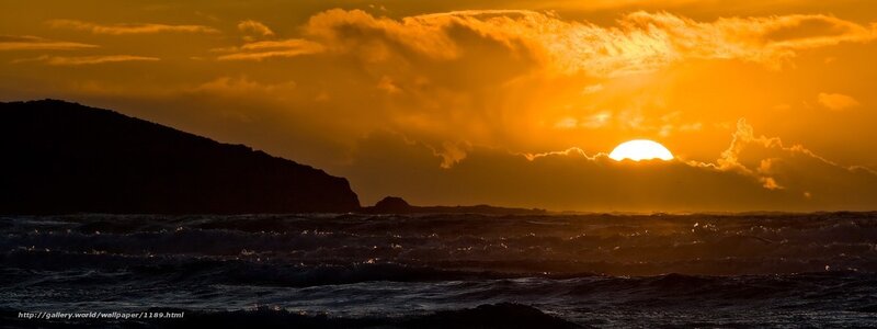 Sun Setting over Ocean — Orange, Dramatic