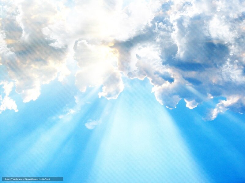 Sunlight Through Clouds — Blue, Serene, Morning, Photograph, Sunbeams, White