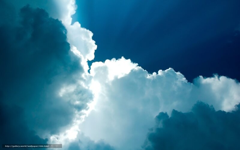 Clouds with Sun Rays — Blue, Dramatic, Photograph, Sunlight, Sky