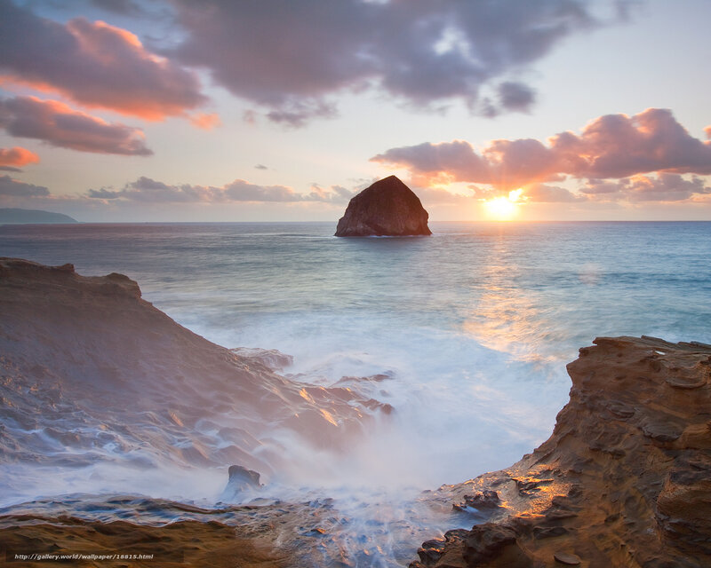 Sea Stack at Sunset — Blue, Serene