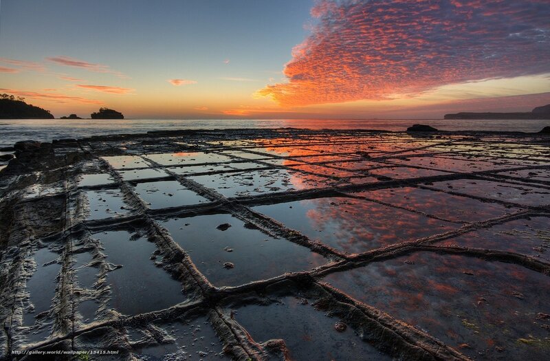 Rocky Tidal Pools — Orange, Dramatic, Sunset