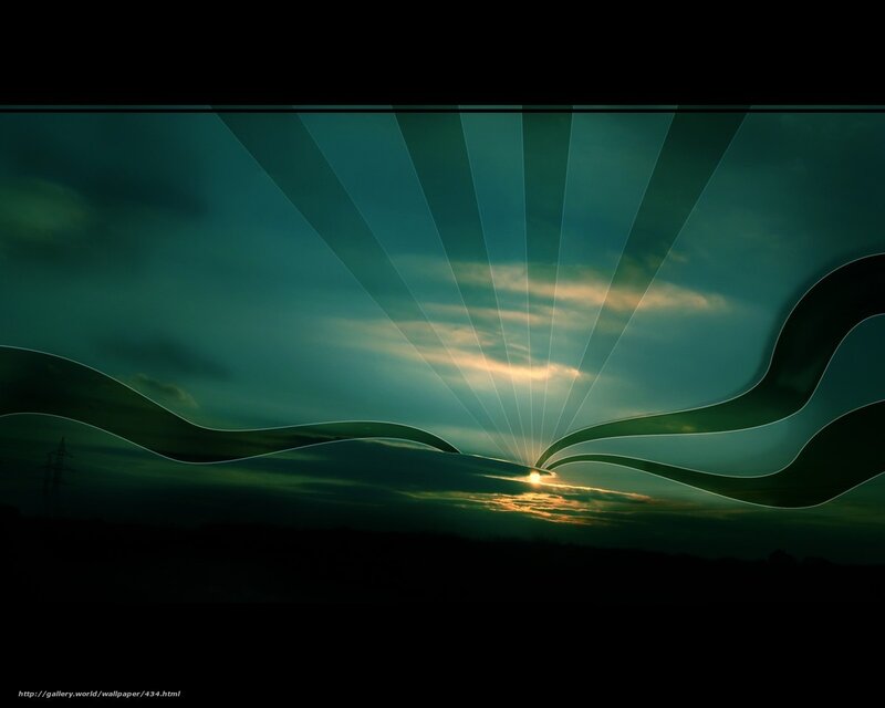 Sunset with abstract waves